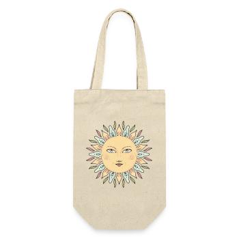 Sonnengesicht Mandala Stil - Geschenkbeutel für Flaschen - Natur - Vorne