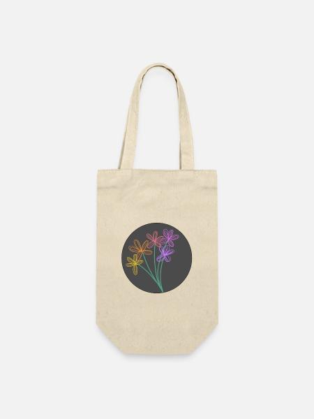 Neonblumen Linienkunst Kreis - Geschenkbeutel für Flaschen - Natur