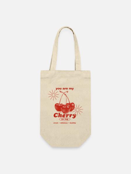Cherry on Top – Süße Perfektion - Geschenkbeutel für Flaschen - Natur