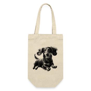 Cheerful dachshund in leap - black and white portrait - Gift Bag for Bottles - nature - Front