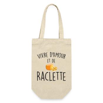 Leben von Liebe und Raclette - Geschenkbeutel für Flaschen - Natur - Vorne