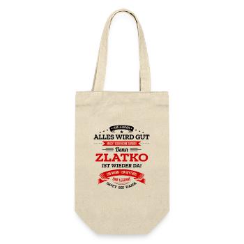 ALLES WIRD GUT, DIE LEGENDE ZLATKO IST DA - Geschenkbeutel für Flaschen - Natur - Vorne