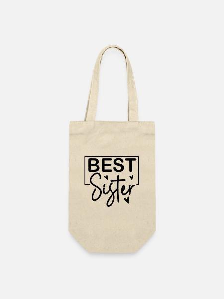 Beste Schwester - Geschenkbeutel für Flaschen - Natur