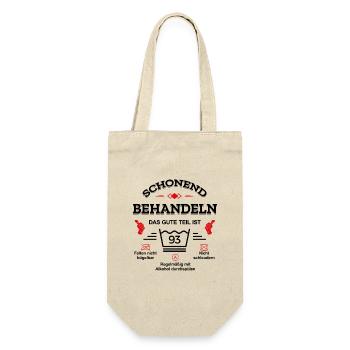 HANDLE MIT SORGFALT – 93 JAHRE PERFEKTION - Geschenkbeutel für Flaschen - Natur - Vorne