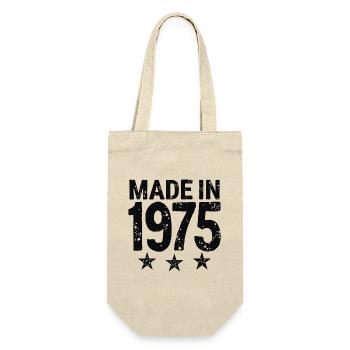 Made in 1975 – Vintage Geburtstag Jahrgangslegende - Geschenkbeutel für Flaschen - Natur - Vorne