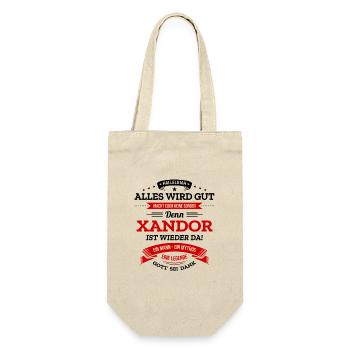 ALLES WIRD GUT, DIE LEGENDE XANDOR IST DA - Geschenkbeutel für Flaschen - Natur - Vorne