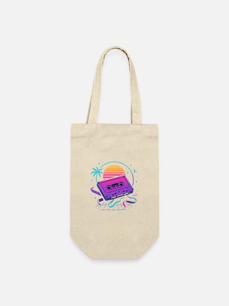 Retro Mixtape Vibes - Geschenkbeutel für Flaschen - Natur