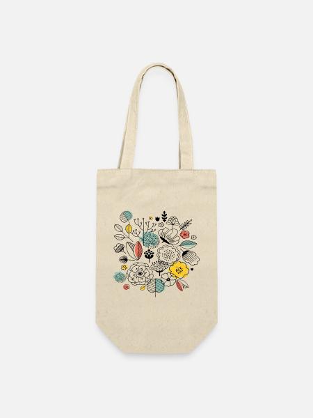 Flower Power - Geschenkbeutel für Flaschen - Natur