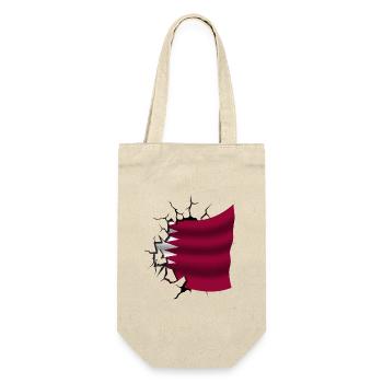 Flagge von Katar - Katar - Flagge gebrochenes Design - Geschenkbeutel für Flaschen - Natur - Vorne