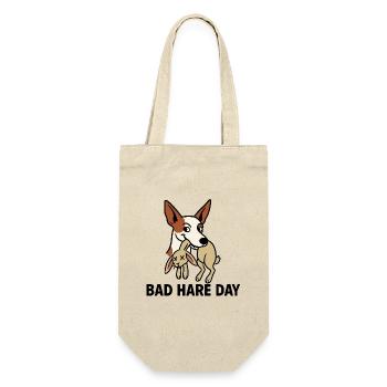 Bad Hare Day mit Podenco - Geschenkbeutel für Flaschen - Natur - Vorne