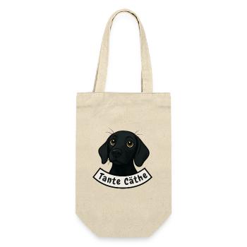 Schweißhund Tante Cäthe - Geschenkbeutel für Flaschen - Natur - Vorne
