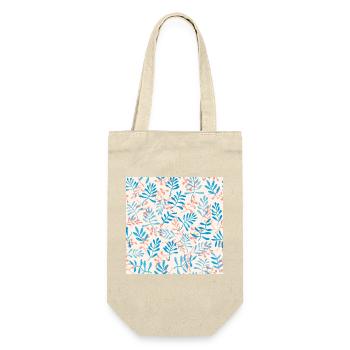 Design mit blauem und korallenfarbenem Zweig - Geschenkbeutel für Flaschen - Natur - Vorne
