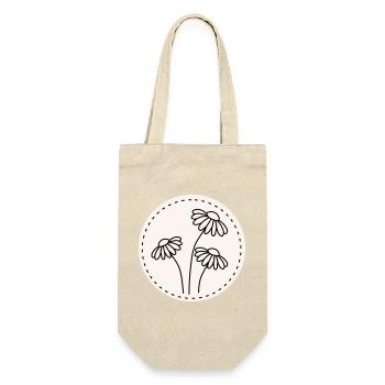 Daisy Line Art – Floral Motif Circle - Gift Bag for Bottles - nature - Front