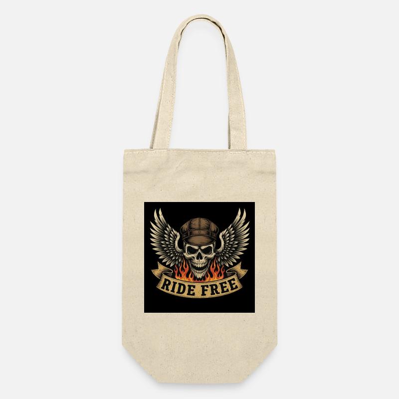 Biker Skull Design - Geschenkbeutel für Flaschen - Natur