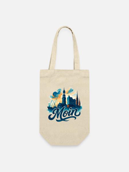 Hamburg Moin Stadt Silhouette maritim Geschenk - Geschenkbeutel für Flaschen - Natur