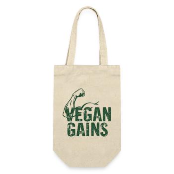 Vegan Gains Vegan Fitness Bodybuilding - Gift Bag for Bottles - nature - Front
