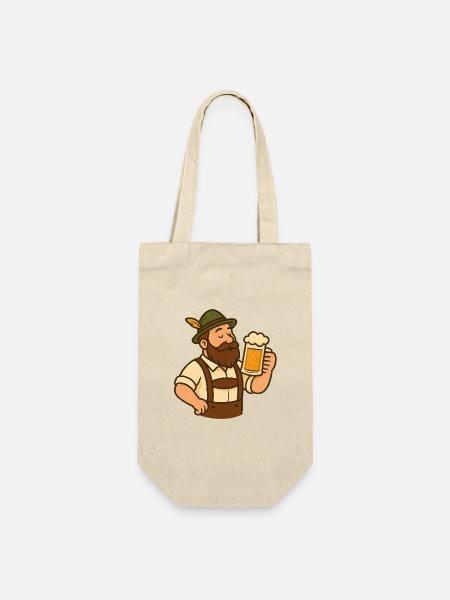 Bayerischer Biergarten–Motiv - Geschenkbeutel für Flaschen - Natur