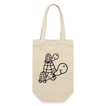 Tortues Famille Enfants Maman Papa Père Mère - Sac à bouteille - nature - Devant