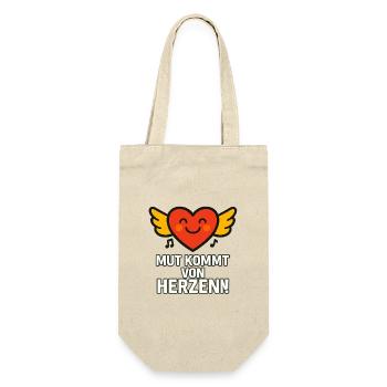 Mut_kommt_von_Herzen - Geschenkbeutel für Flaschen - Natur - Vorne
