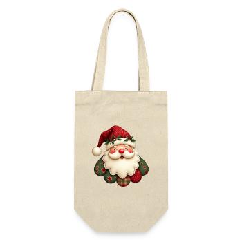 Kuscheliger Weihnachtsmann - Geschenkbeutel für Flaschen - Natur - Vorne