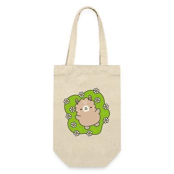 Glücklicher Bär im Blumengarten - Geschenkbeutel für Flaschen - Natur - Vorne