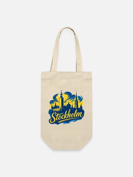 Stockholm gelb blau Hauptstadt Schweden Geschenk - Geschenkbeutel für Flaschen - Natur