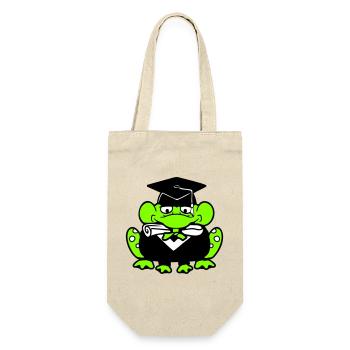Frosch Schulabschluss Abitur bestanden College süß - Geschenkbeutel für Flaschen - Natur - Vorne