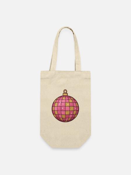 Pink Gold Glitzerkugel Ornament - Geschenkbeutel für Flaschen - Natur