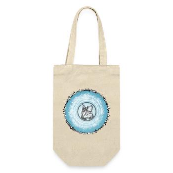 Katzenkreis Blau Silhouette - Geschenkbeutel für Flaschen - Natur - Vorne