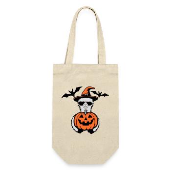 Lama Cool Halloween Kürbis Sonnenbrille Hexenhut - Geschenkbeutel für Flaschen - Natur - Vorne