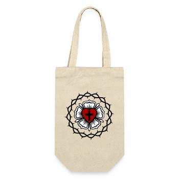 Lutherische Rose und Dornenkrone - Geschenkbeutel für Flaschen - Natur - Vorne
