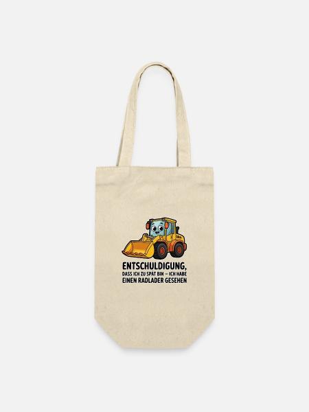 Radlader Spruch – Lustiges Bauarbeiter Motiv - Geschenkbeutel für Flaschen - Natur