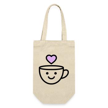 Guten-Morgen-Tasse mit Herz für dich - Geschenkbeutel für Flaschen - Natur - Vorne