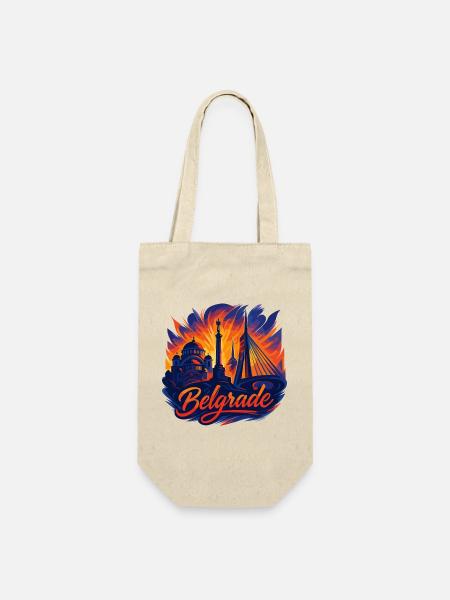 Belgrad Hauptstadt Serbien Silhouette Geschenk - Geschenkbeutel für Flaschen - Natur