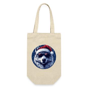 Loup avec chapeau de Noël et lunettes de soleil - Sac à bouteille - nature - Devant