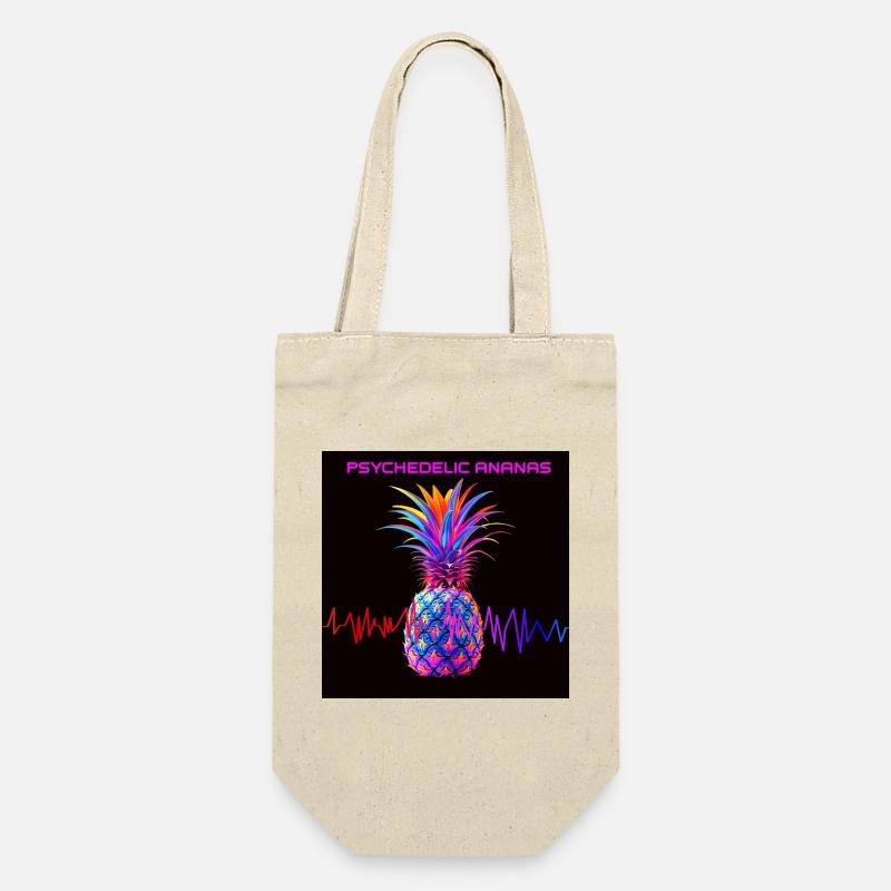 Psychedelischer Ananas Neonprint - Geschenkbeutel für Flaschen - Natur
