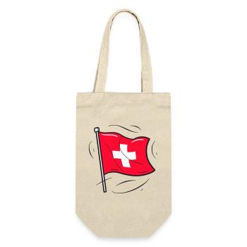 Schweizer Flagge Patriot Design - Geschenkbeutel für Flaschen - Natur - Vorne