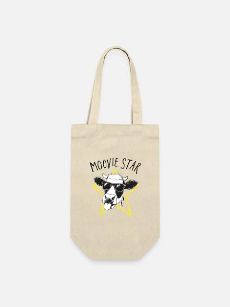 Moovie Star Wortspiel Kuh Illustration - Geschenkbeutel für Flaschen - Natur