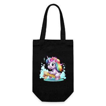 Rainbow Unicorn Sleigh - Gift Bag for Bottles - black - Front