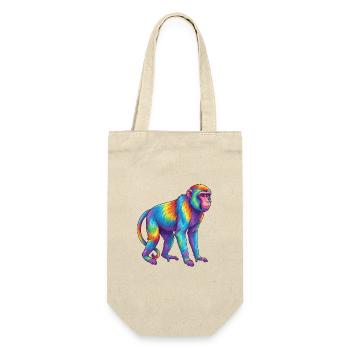 Bunte Affen-Regenbogen-Pop-Art-Aquarell - Geschenkbeutel für Flaschen - Natur - Vorne