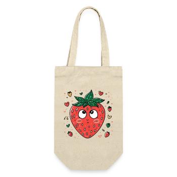 Kawaii Erdbeere mit neugierigen Augen - Geschenkbeutel für Flaschen - Natur - Vorne