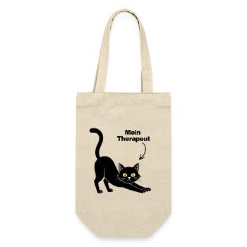 MEINE KATZE IST MEIN THERAPEUT😻 CATLOVER FELLNASE - Geschenkbeutel für Flaschen - Natur - Vorne