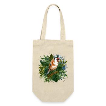 Bunter Vogel - Geschenkbeutel für Flaschen - Natur - Vorne