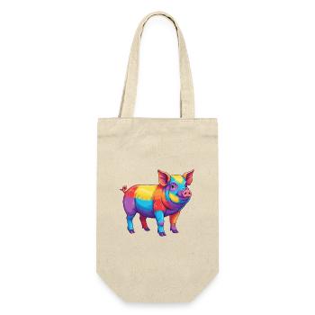 Buntes Schwein-Regenbogen-Pop-Art-Aquarell - Geschenkbeutel für Flaschen - Natur - Vorne