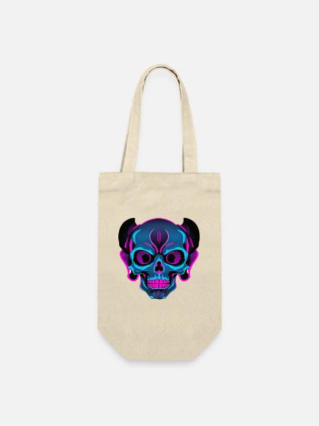 Neon Skull mit Kopfhörern - Geschenkbeutel für Flaschen - Natur
