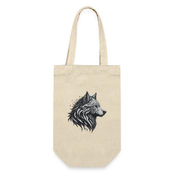 Geometrischer Schwarzer Wolf - Geschenkbeutel für Flaschen - Natur - Vorne