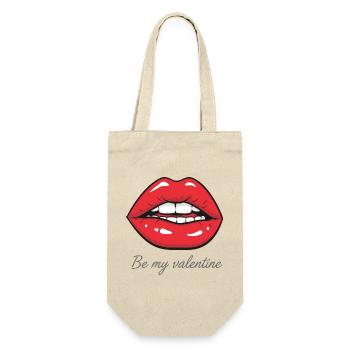 Be my Valentine – Sexy Red Lips Design - Gift Bag for Bottles - nature - Front