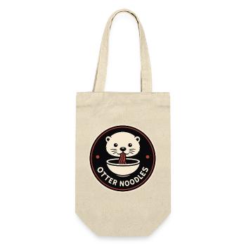 Otter Noodles Emblem – Minimal Streetwear Badge - Geschenkbeutel für Flaschen - Natur - Vorne