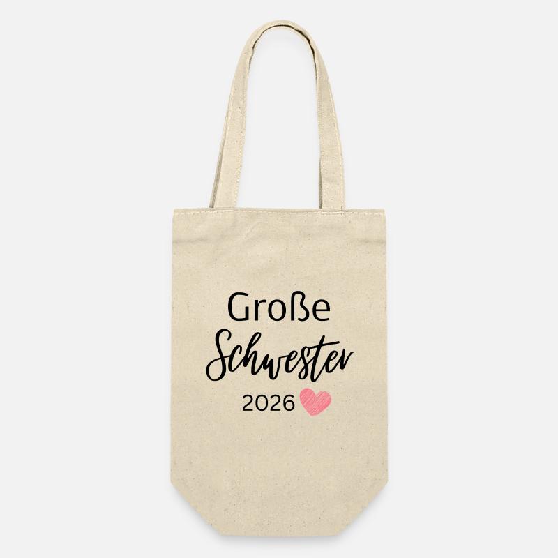 Große Schwester 2026 - Geschenkbeutel für Flaschen - Natur