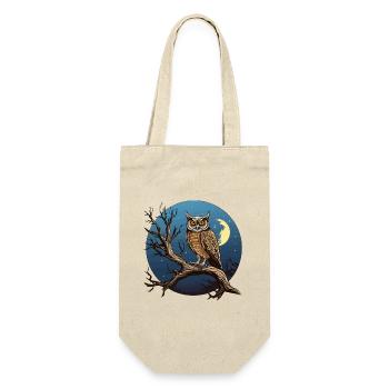 Night Moon Owl in a Round Circle - Gift Bag for Bottles - nature - Front